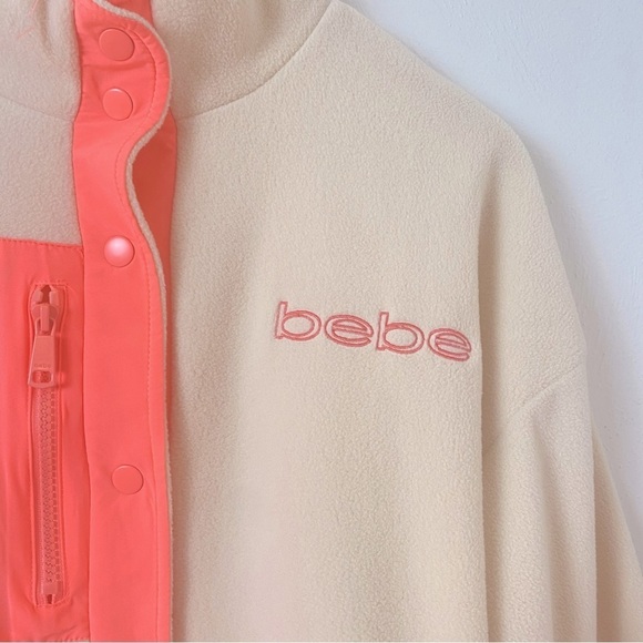 bebe Sport Polar Fleece Snap Cream Pink Jacket Sz M - Picture 9 of 15